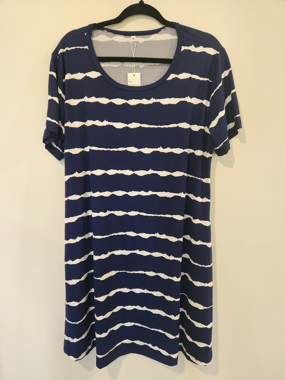 Navy and White Striped Tee Top — 2XL